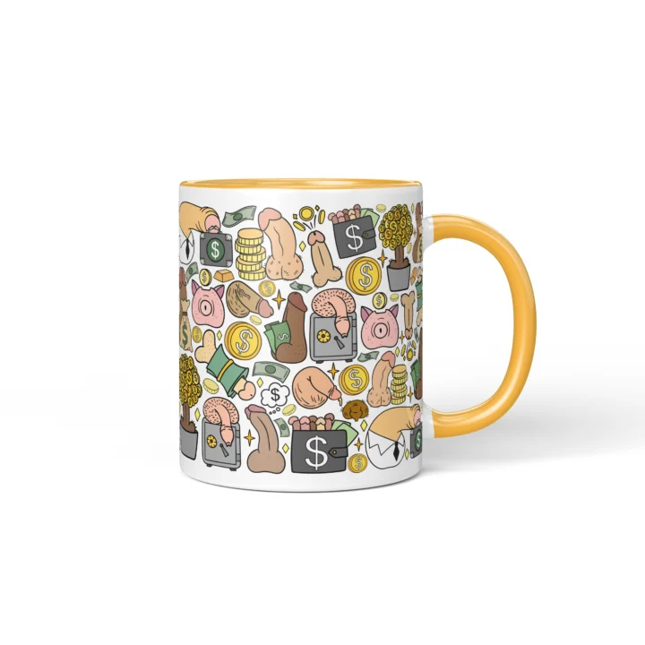 Money Penis Mug - Funny Finance Bro Gift - Golden Yellow mug mockup