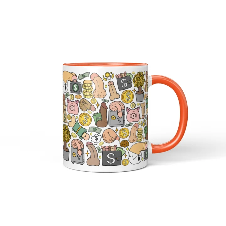Money Penis Mug - Funny Finance Bro Gift - Orange mug mockup