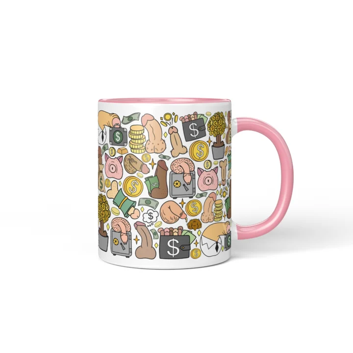 Money Penis Mug - Funny Finance Bro Gift - Pink mug mockup