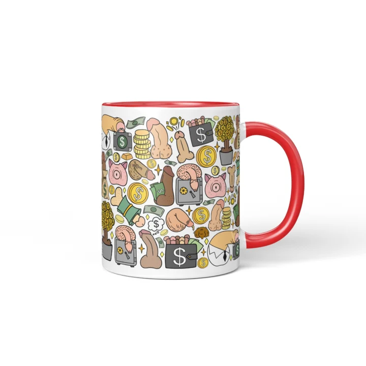 Money Penis Mug - Funny Finance Bro Gift - Red mug mockup