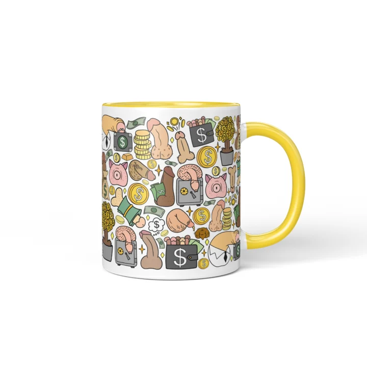 Money Penis Mug - Funny Finance Bro Gift - Yellow mug mockup