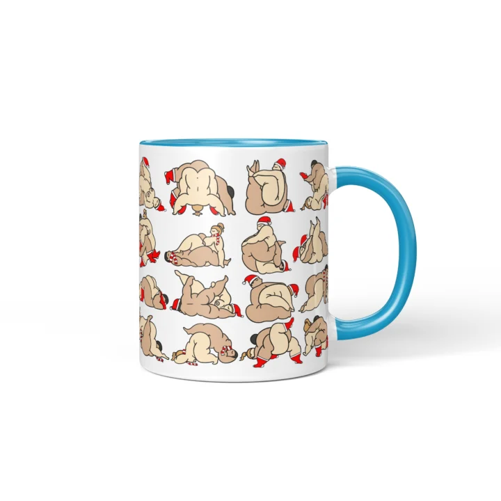 Naughty Christmas Position Mug - Adults Only Gift - Blue mug mockup