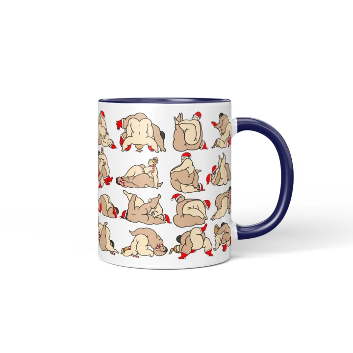 Naughty Christmas Position Mug - Adults Only Gift - Dark Blue mug mockup