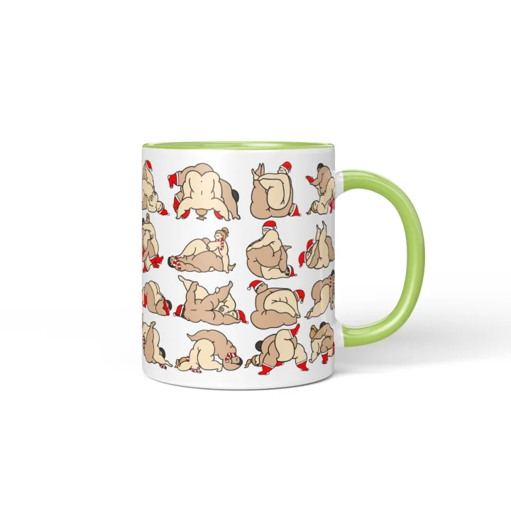 Naughty Christmas Position Mug - Adults Only Gift - Green mug mockup