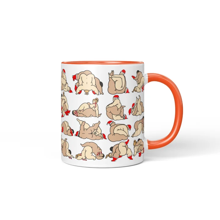 Naughty Christmas Position Mug - Adults Only Gift - Orange mug mockup
