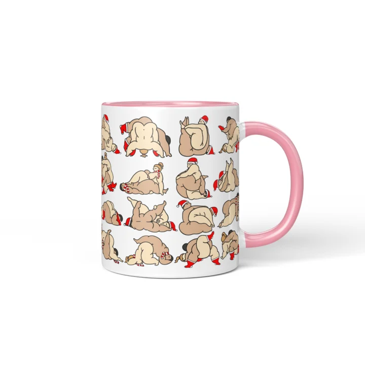 Naughty Christmas Position Mug - Adults Only Gift - Pink mug mockup