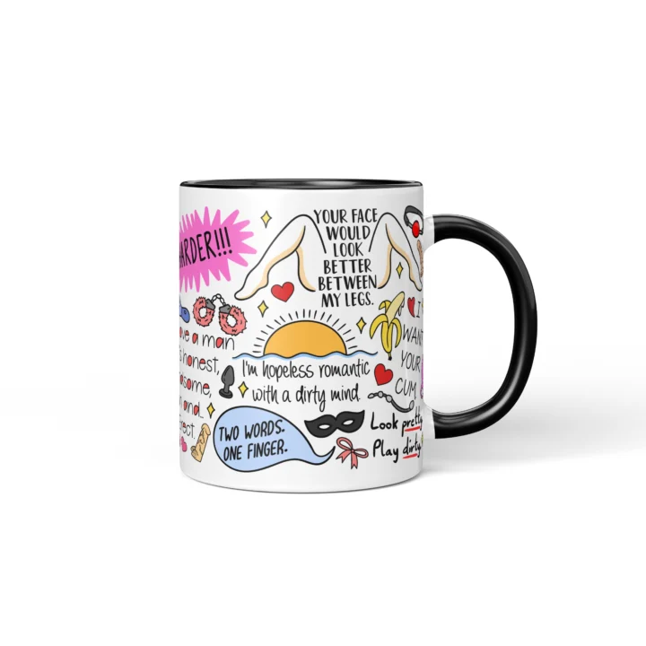 Naughty For Her Quotes Mug - Adults Only Gift - Black mug mockup