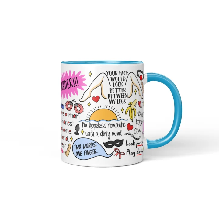 Naughty For Her Quotes Mug - Adults Only Gift - Blue mug mockup