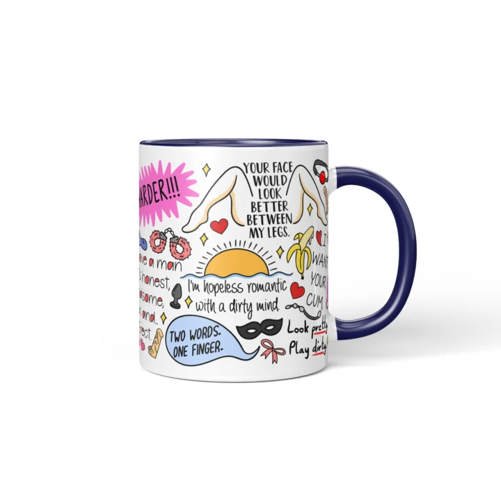 Naughty For Her Quotes Mug - Adults Only Gift - Dark Blue mug mockup