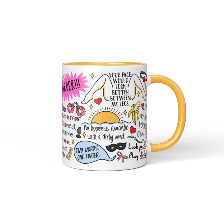 Naughty For Her Quotes Mug - Adults Only Gift - Golden Yellow mug mockup
