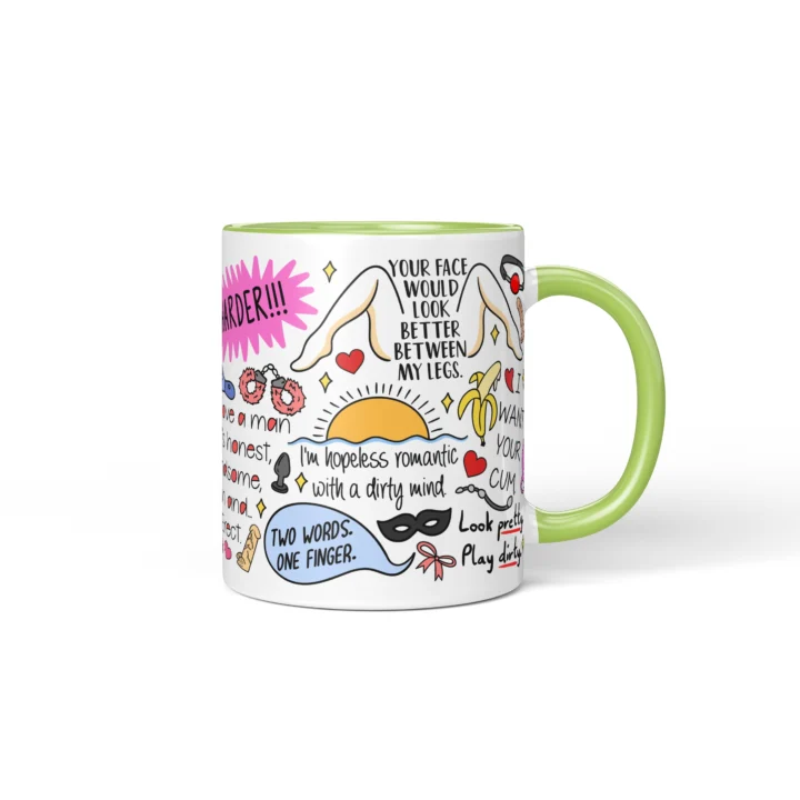 Naughty For Her Quotes Mug - Adults Only Gift - Green mug mockup