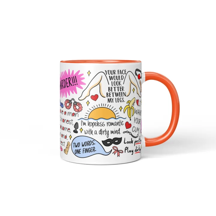Naughty For Her Quotes Mug - Adults Only Gift - Orange mug mockup