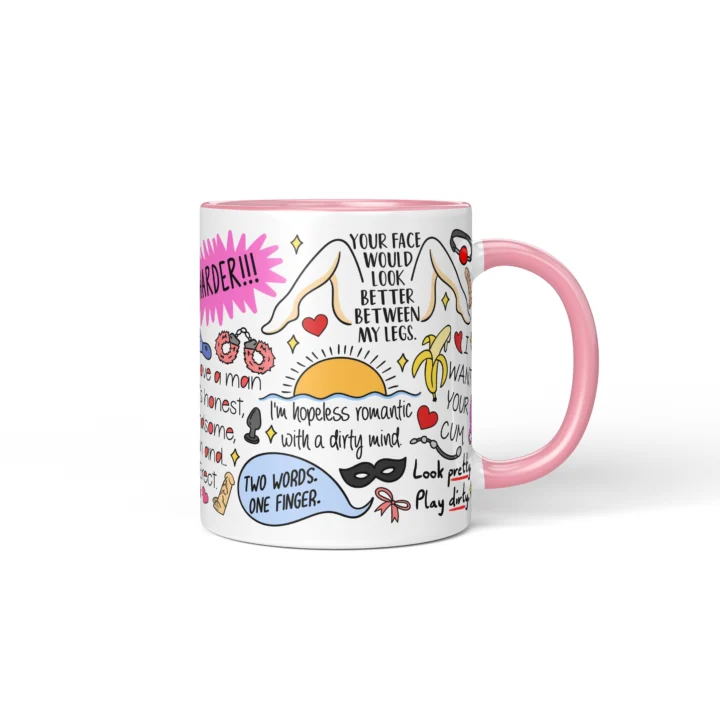 Naughty For Her Quotes Mug - Adults Only Gift - Pink mug mockup