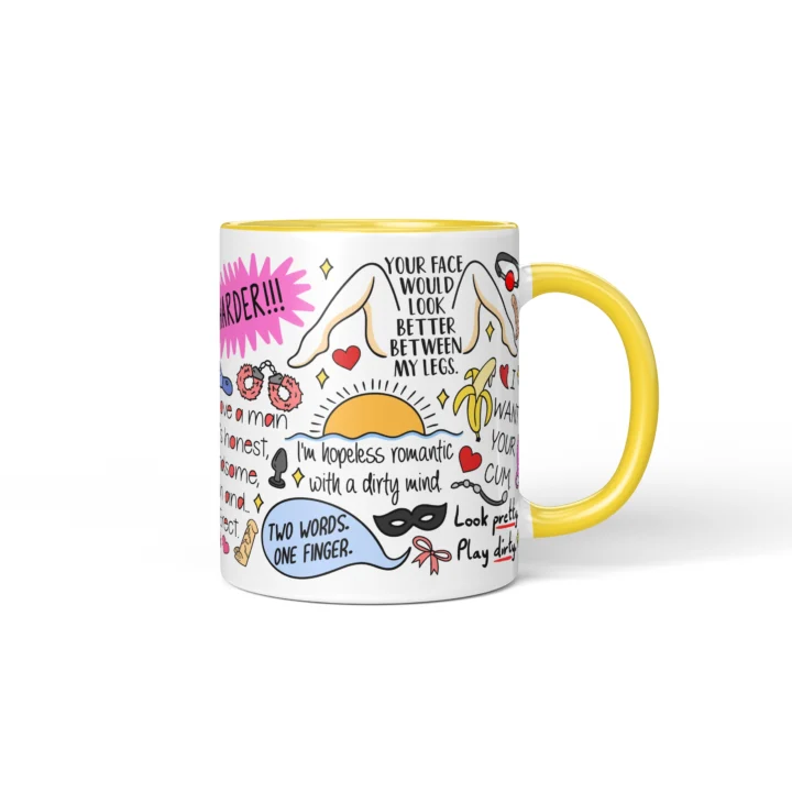 Naughty For Her Quotes Mug - Adults Only Gift - Yellow mug mockup