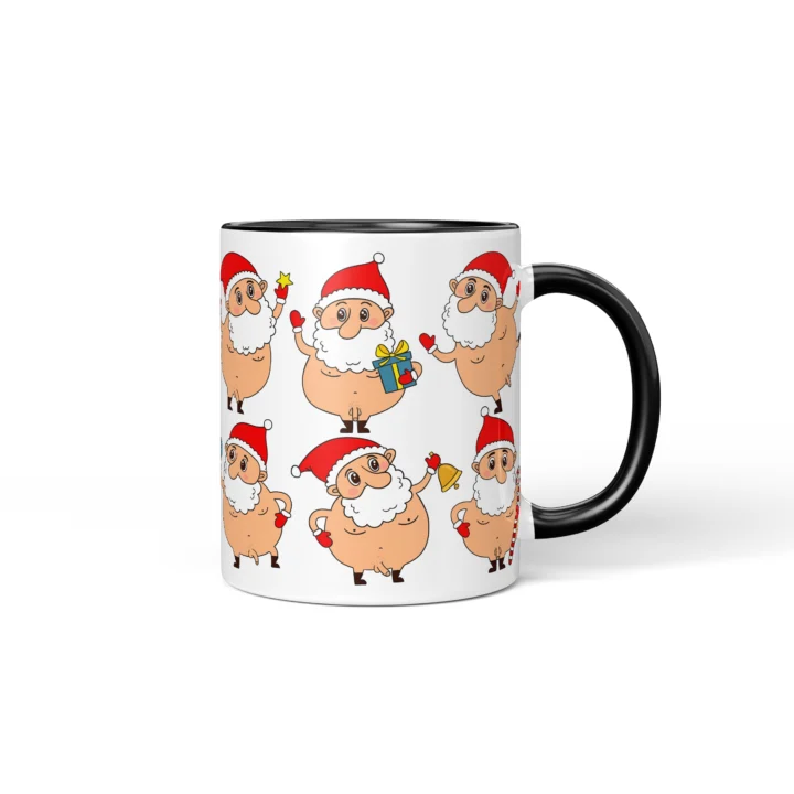 Nude Santa Penis Mug - Naughty Christmas Gift - Black mug mockup