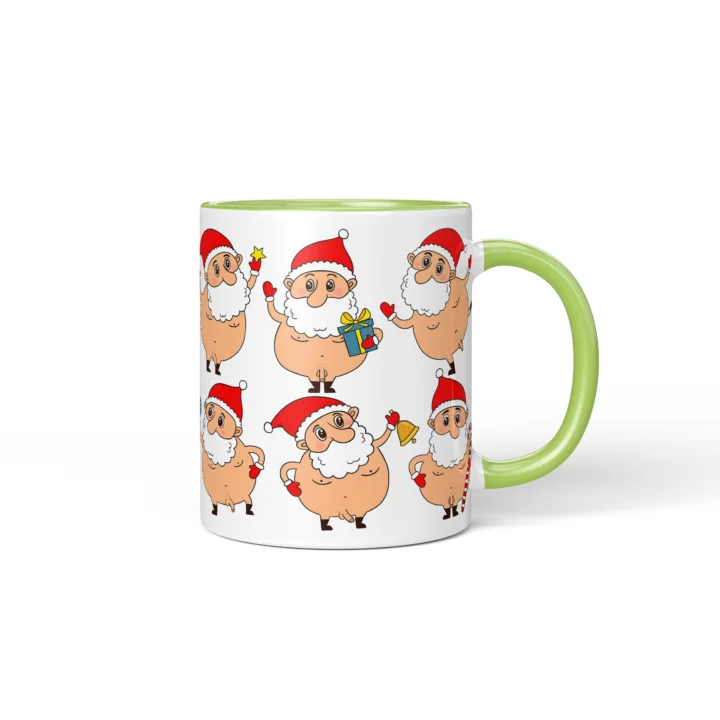 Nude Santa Penis Mug - Naughty Christmas Gift - Green mug mockup