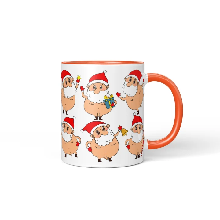 Nude Santa Penis Mug - Naughty Christmas Gift - Orange mug mockup