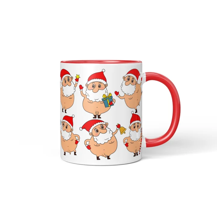 Nude Santa Penis Mug - Naughty Christmas Gift - Red mug mockup