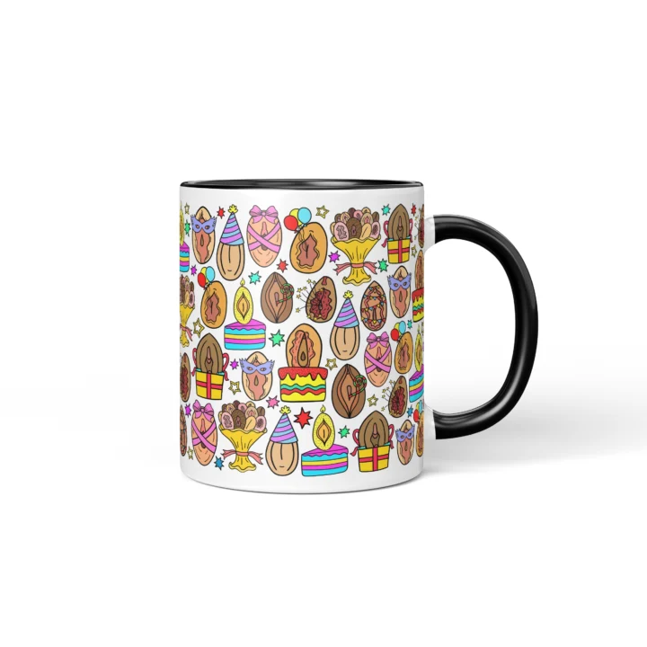 Party Vagina Mug - Funny Birthday Adult Gift - Black mug mockup