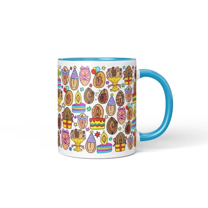 Party Vagina Mug - Funny Birthday Adult Gift - Blue mug mockup