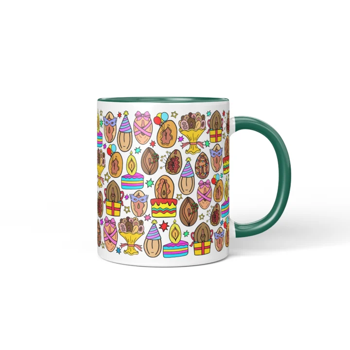 Party Vagina Mug - Funny Birthday Adult Gift - Dark Green mug mockup