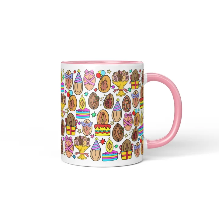 Party Vagina Mug - Funny Birthday Adult Gift - Pink mug mockup