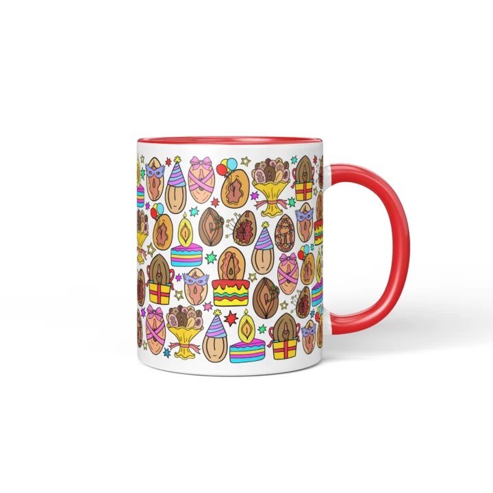 Party Vagina Mug - Funny Birthday Adult Gift - Red mug mockup