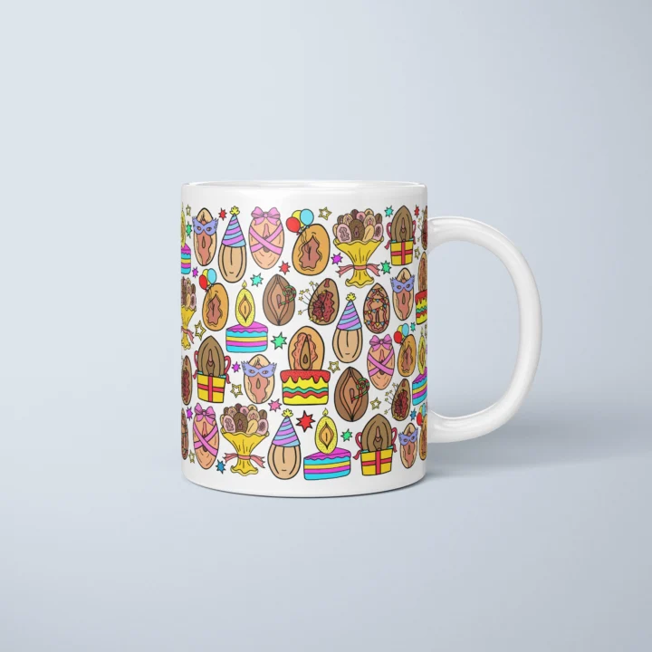 Party Vulva Art Mug – Funny Birthday Adult Gift - primary mug mockup
