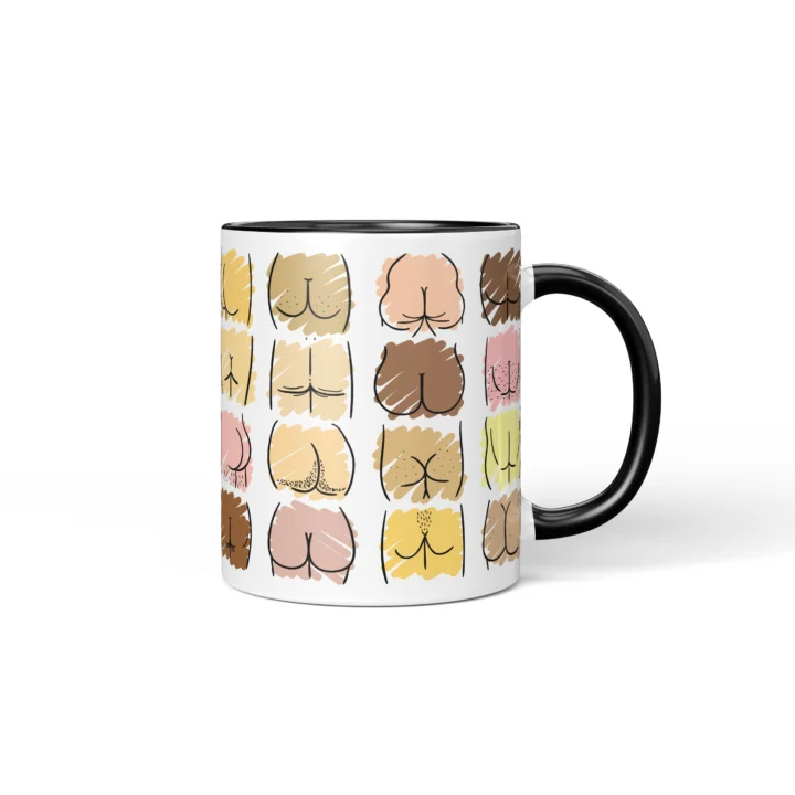 Pastel Butt Mug - Cute Body Positive Gift - Black mug mockup