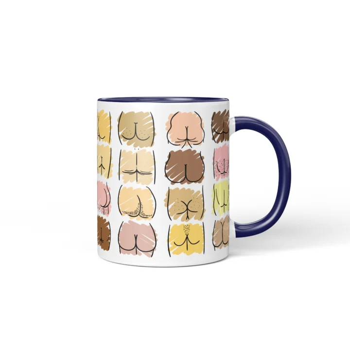 Pastel Butt Mug - Cute Body Positive Gift - Dark Blue mug mockup