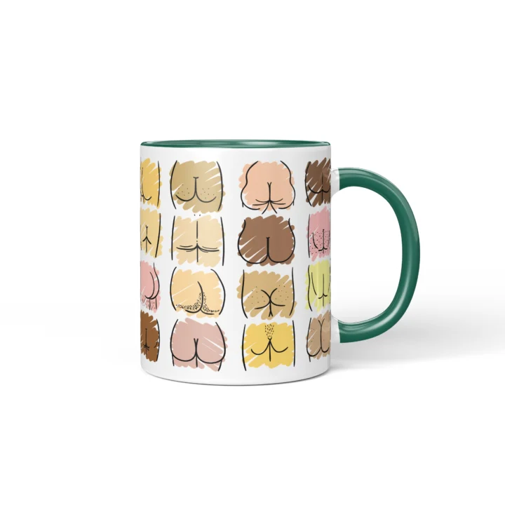 Pastel Butt Mug - Cute Body Positive Gift - Dark Green mug mockup