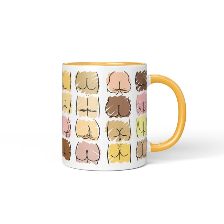 Pastel Butt Mug - Cute Body Positive Gift - Golden Yellow mug mockup