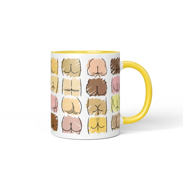 Pastel Butt Mug - Cute Body Positive Gift - Yellow mug mockup