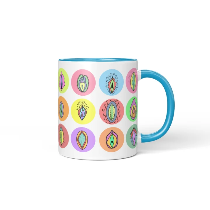Pastel Vagina Mug - Cute Vulva Art Gift - Blue mug mockup