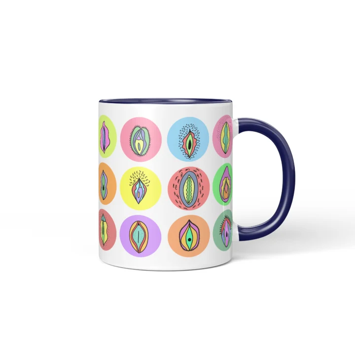 Pastel Vagina Mug - Cute Vulva Art Gift - Dark Blue mug mockup