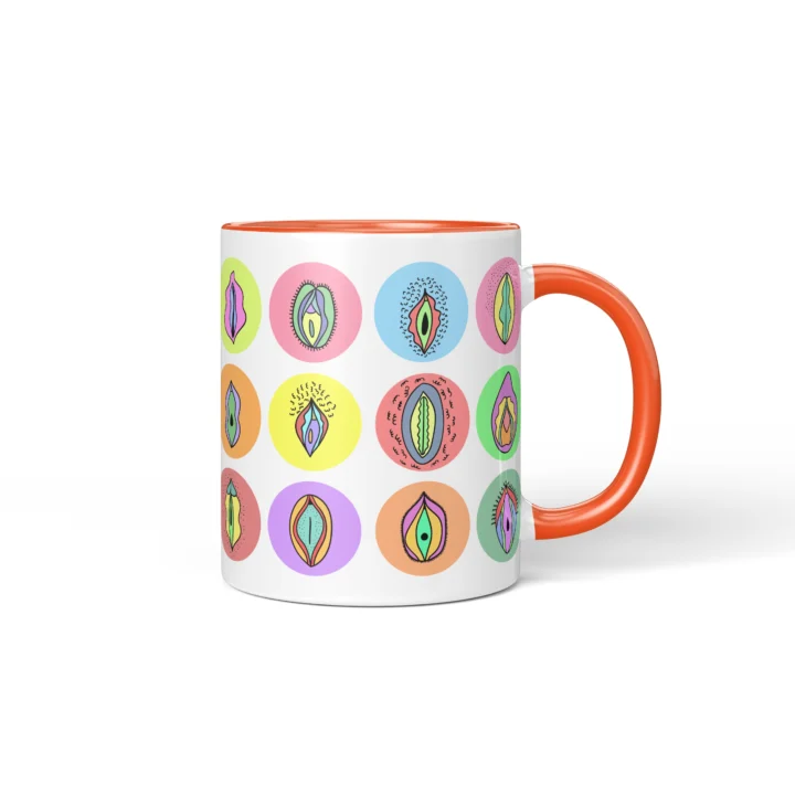 Pastel Vagina Mug - Cute Vulva Art Gift - Orange mug mockup
