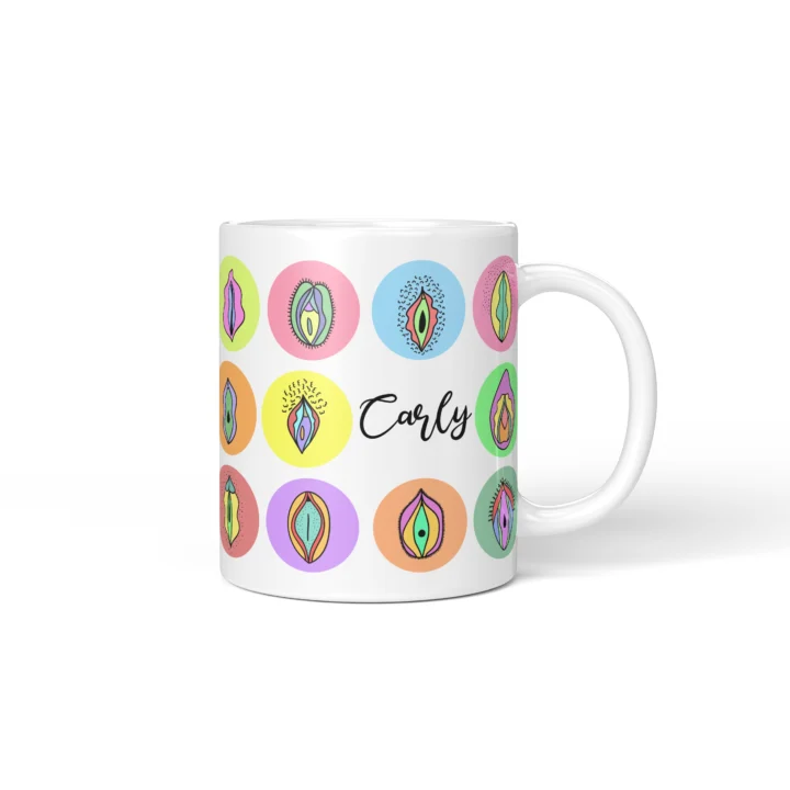 Pastel Vagina Mug - Cute Vulva Art Gift - Personalized 11 oz White mug mockup