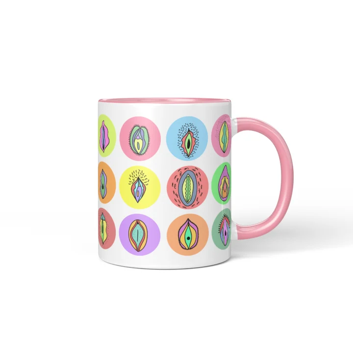 Pastel Vagina Mug - Cute Vulva Art Gift - Pink mug mockup