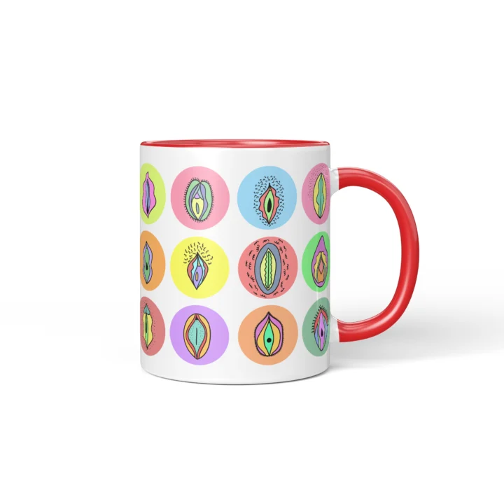 Pastel Vagina Mug - Cute Vulva Art Gift - Red mug mockup