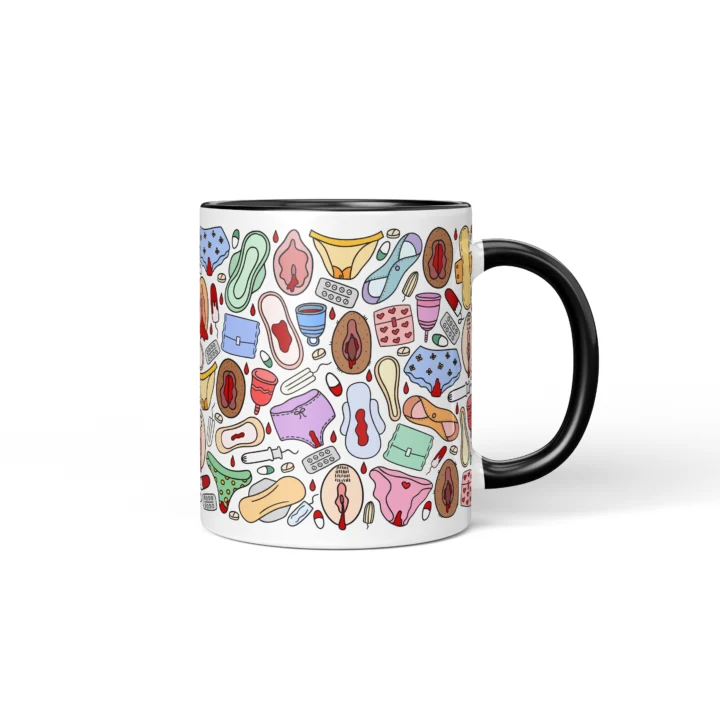 Period Power Vagina Mug - Body Positive Feminist Gift - Black mug mockup