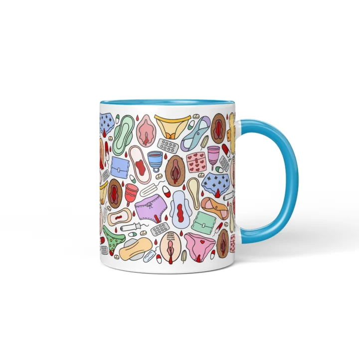 Period Power Vagina Mug - Body Positive Feminist Gift - Blue mug mockup