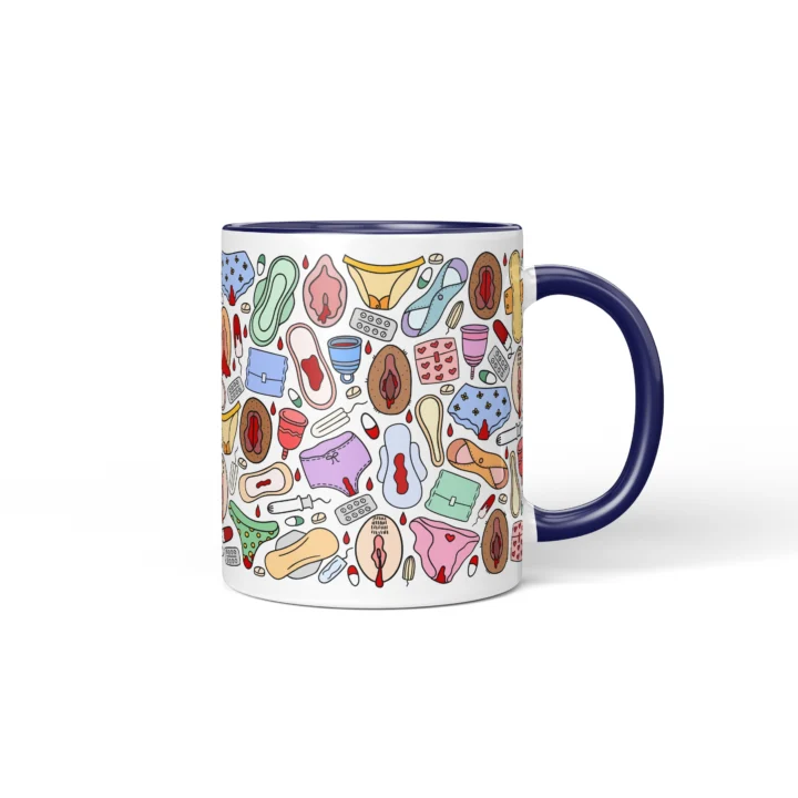 Period Power Vagina Mug - Body Positive Feminist Gift - Dark Blue mug mockup