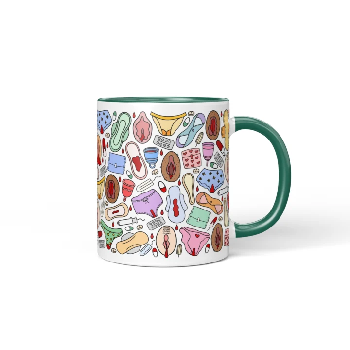 Period Power Vagina Mug - Body Positive Feminist Gift - Dark Green mug mockup