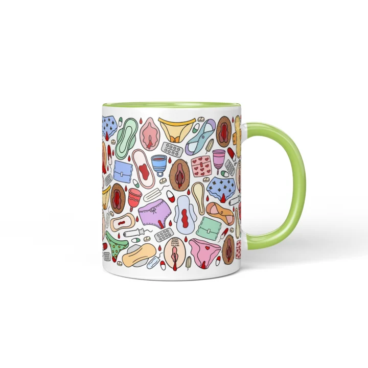 Period Power Vagina Mug - Body Positive Feminist Gift - Green mug mockup