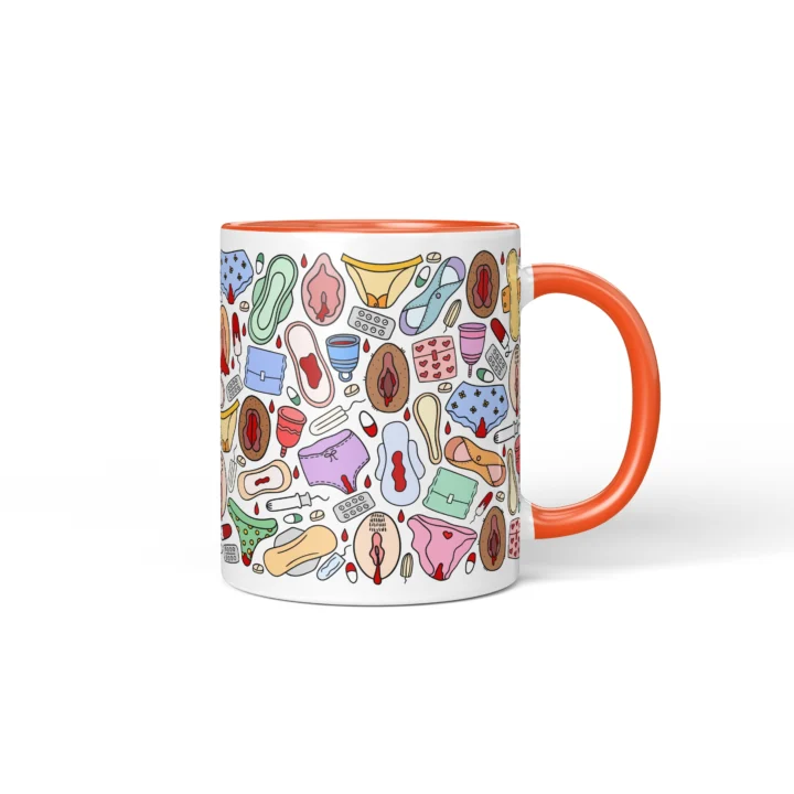 Period Power Vagina Mug - Body Positive Feminist Gift - Orange mug mockup