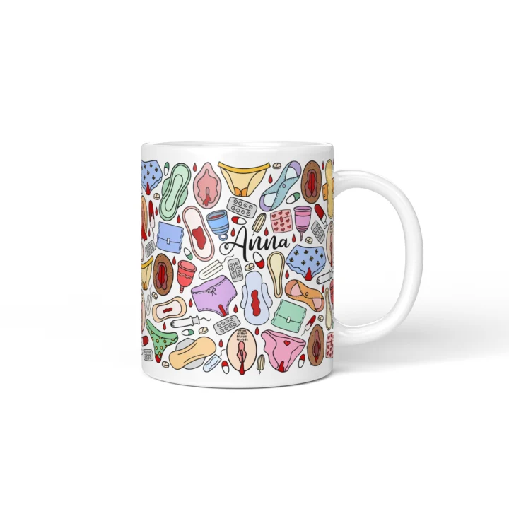 Period Power Vagina Mug - Body Positive Feminist Gift - Personalized 11 oz White mug mockup