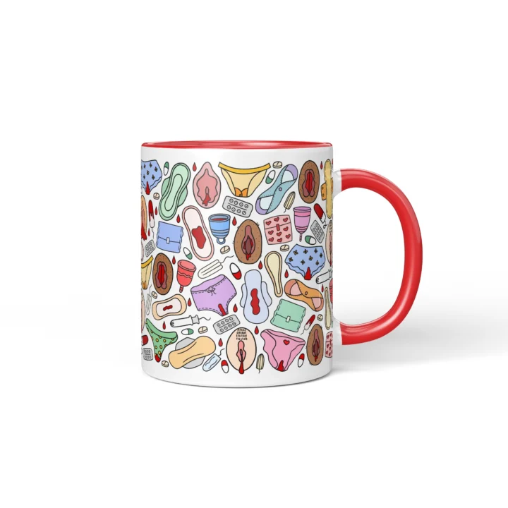 Period Power Vagina Mug - Body Positive Feminist Gift - Red mug mockup