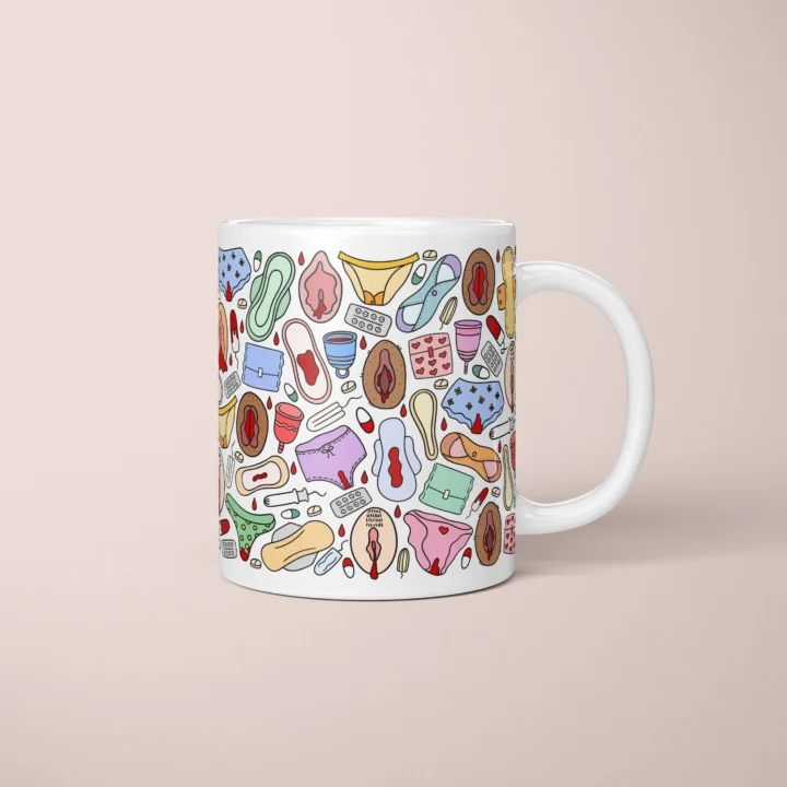 Period Power Vulva Art Mug – Body Positive Feminist Gift - primary mug mockup
