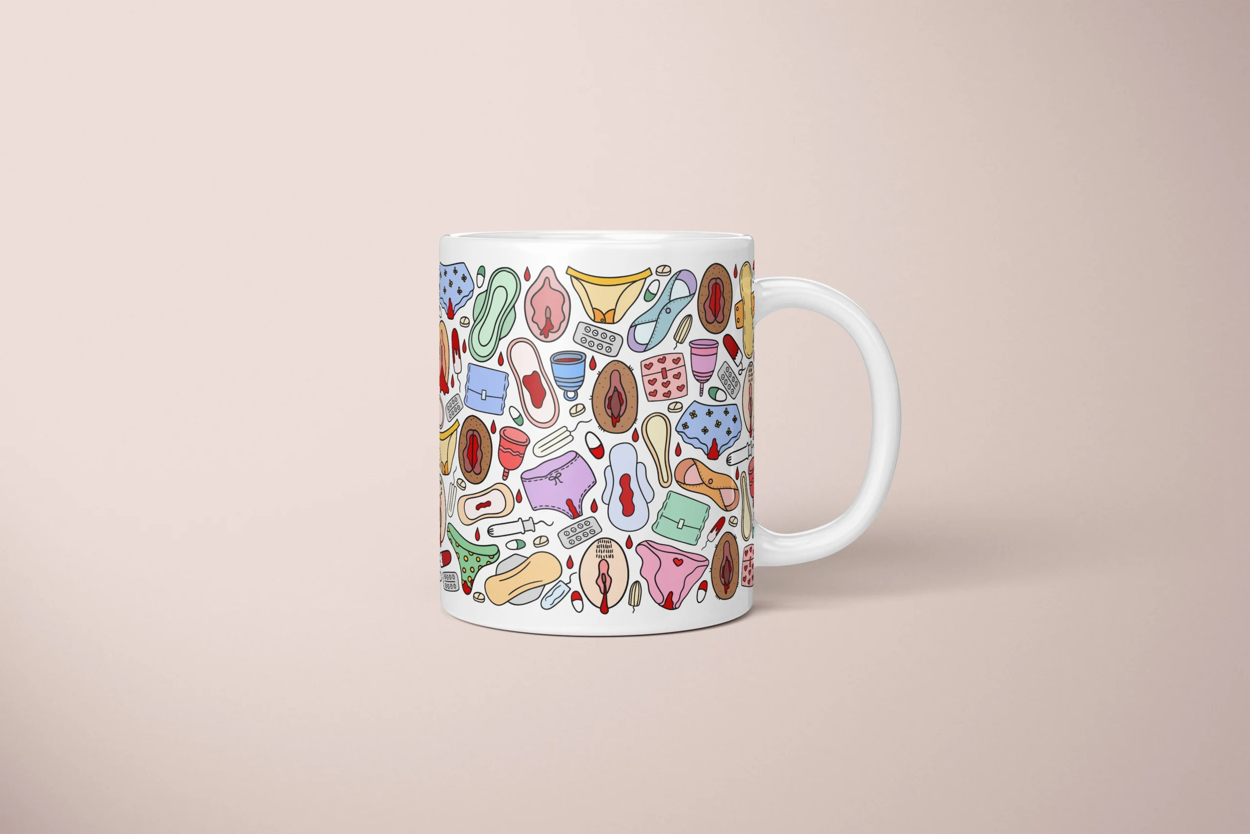 Period Power Vulva Art Mug – Body Positive Feminist Gift - primary mug mockup