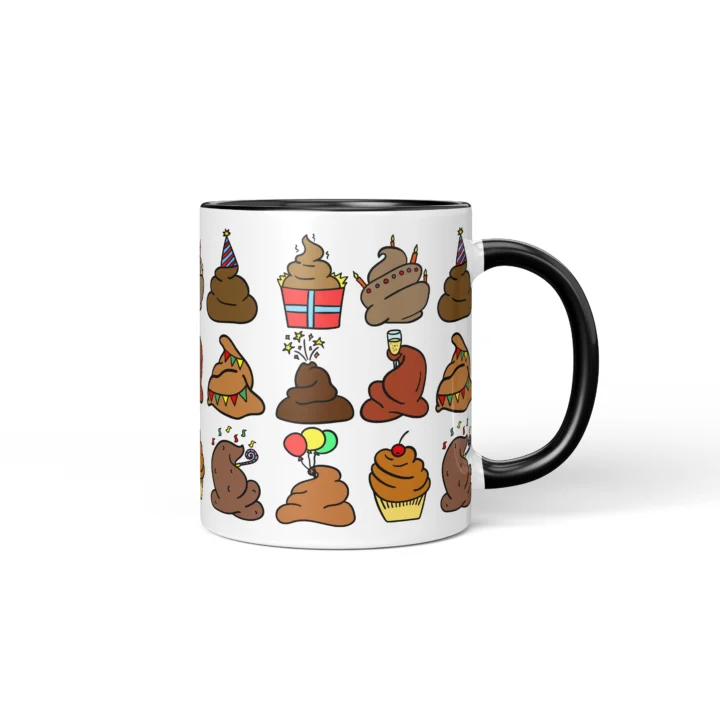 Poop Party Mug - Funny Bathroom Humor Gift - Black mug mockup